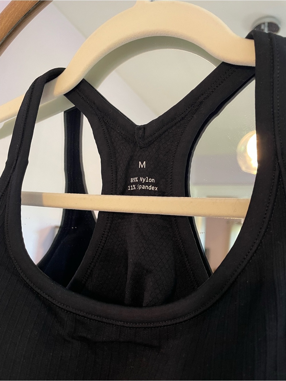 Women’s Ribbed Racerback Tank Top - Black, Padded - Picture 2 of 3